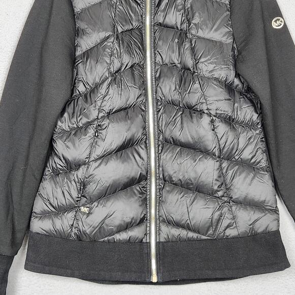 Michael Michael Kors Jacket Womens Medium Black Hooded Down Zip Puffer Coat - Picture 6 of 16
